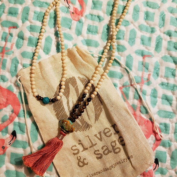 Silver & sage mala necklace - Picture 2 of 2